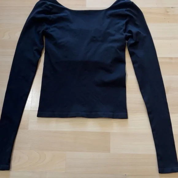 Free People Intimately Clean Line Black Long Sleeve Sz XS Square Neck Built Bra - Picture 9 of 11